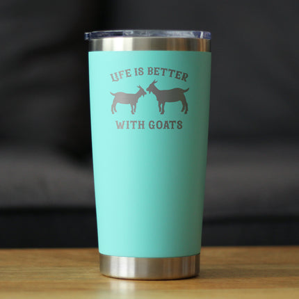 Life is Better With Goats - Insulated Coffee Tumbler Cup with Sliding Lid - Stainless Steel Insulated Mug - Funny Goat Themed Gift for Women and Men