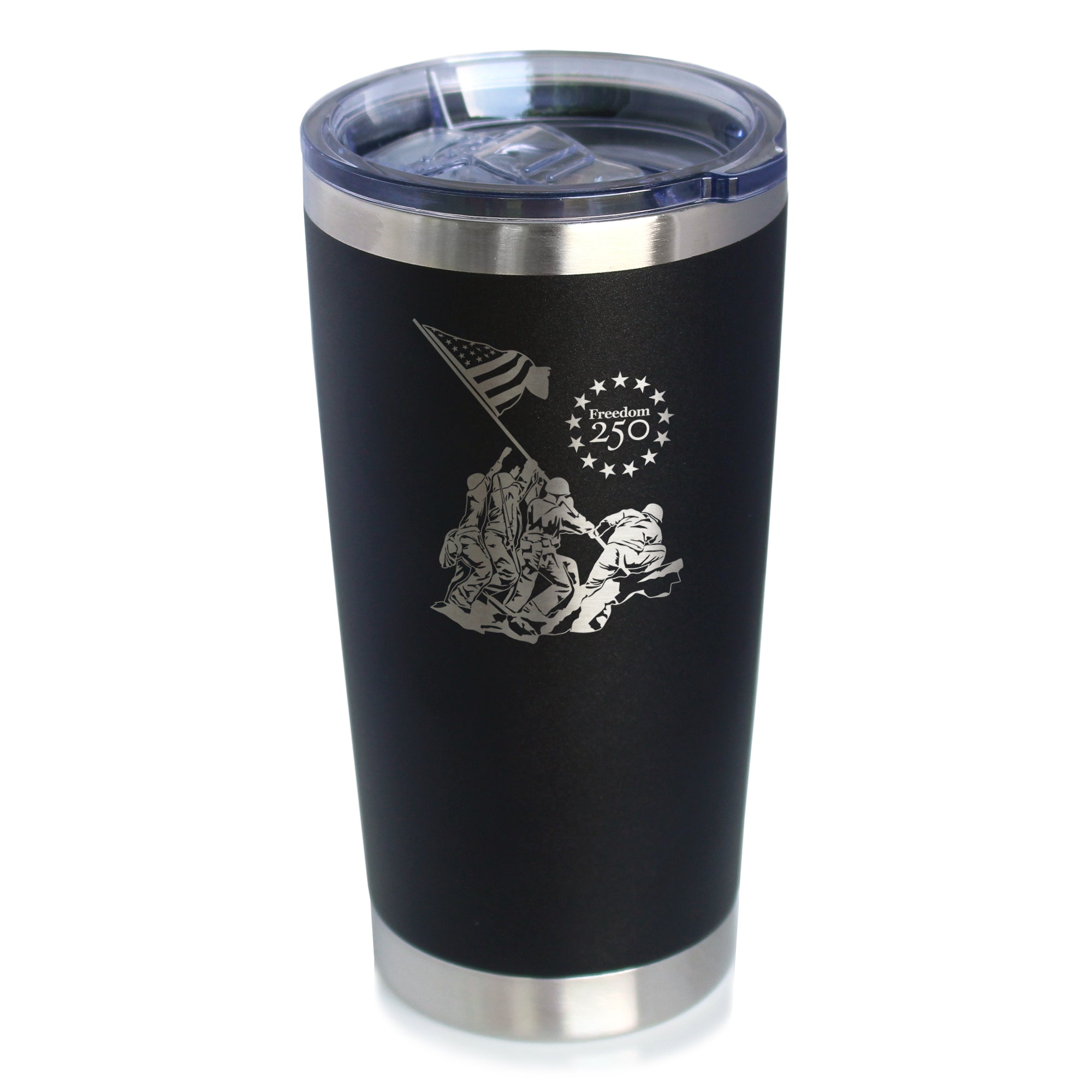 Freedom 250 Raising the Flag on Iwo Jima Insulated Coffee Tumbler - 20oz Stainless Steel Tumbler Official USA 250th Anniversary Merch