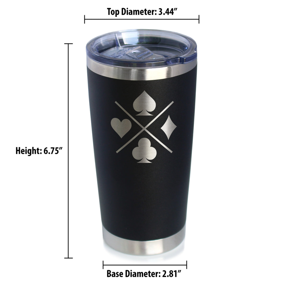 Card Suits Insulated Coffee Tumbler with Sliding Lid High Quality Gifts for Card Players 20oz Stainless Steel Tumbler