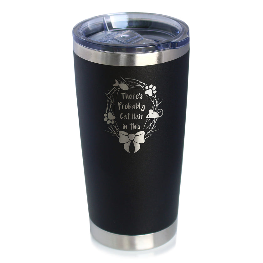 Probably Cat Hair In This - Insulated Coffee Tumbler Cup with Sliding Lid - Stainless Steel Insulated Mug - Funny Cat Gifts for Women & Men