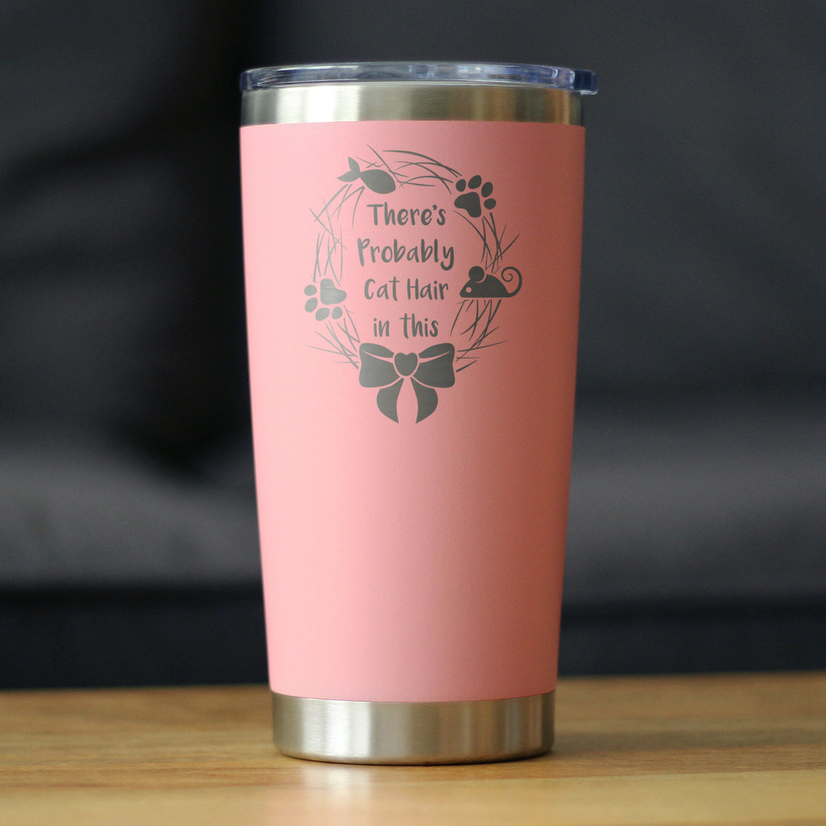 Probably Cat Hair In This - Insulated Coffee Tumbler Cup with Sliding Lid - Stainless Steel Insulated Mug - Funny Cat Gifts for Women &amp; Men