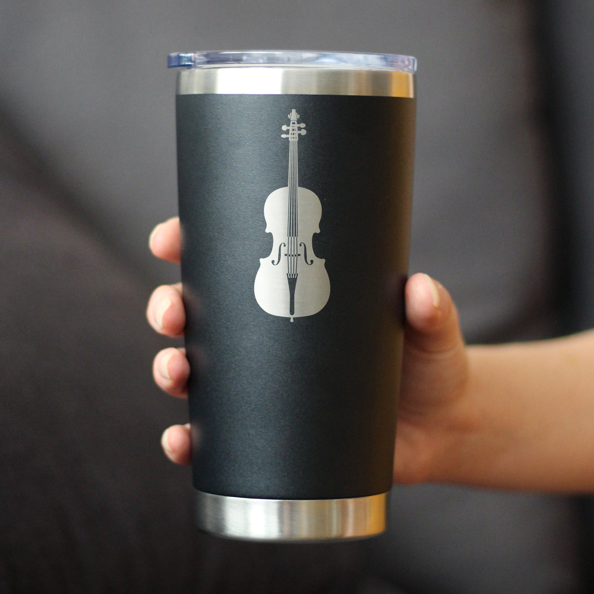 Cello - Insulated Coffee Tumbler Cup with Sliding Lid - Stainless Steel Insulated Mug - Orchestra Gifts for Cellists