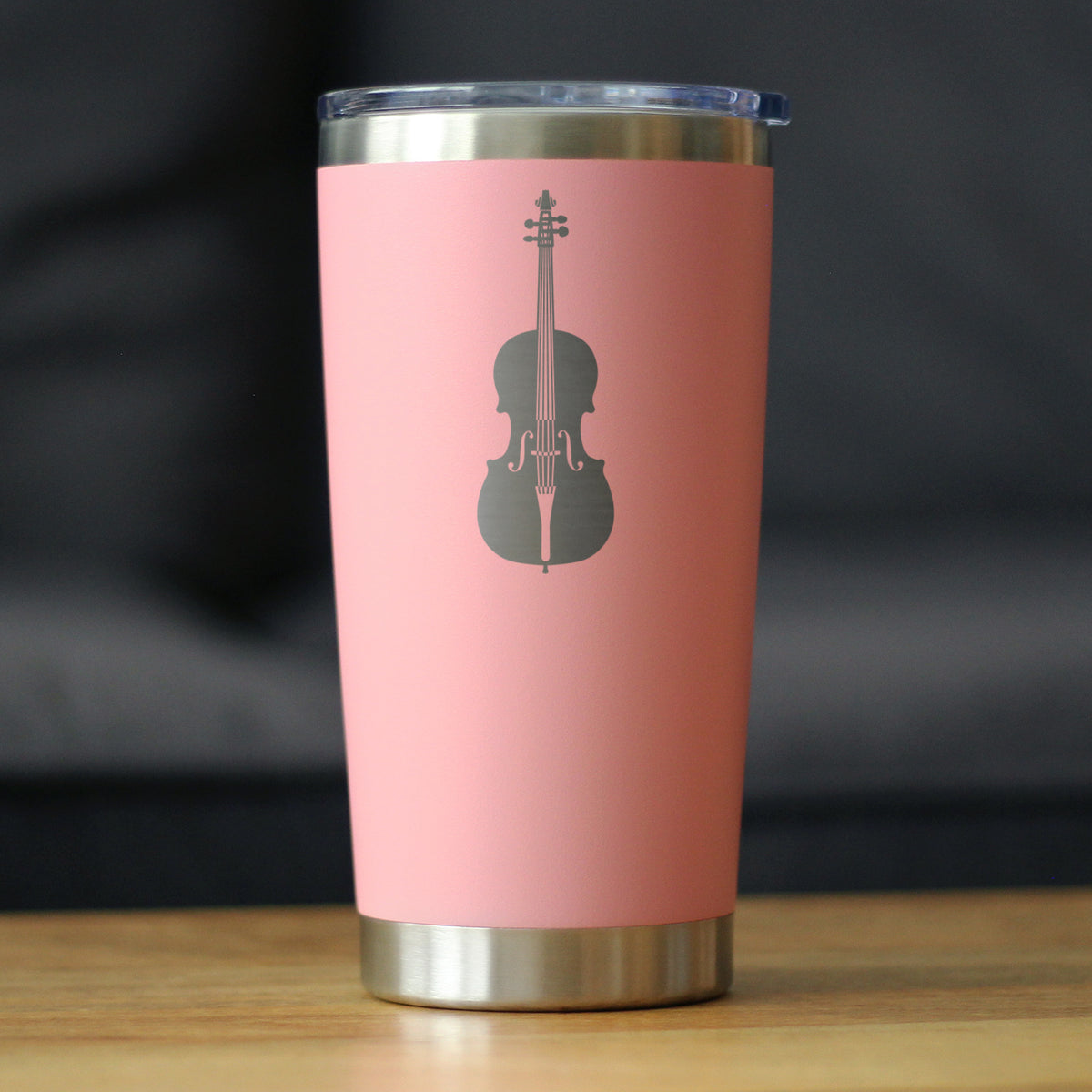 Cello - Insulated Coffee Tumbler Cup with Sliding Lid - Stainless Steel Insulated Mug - Orchestra Gifts for Cellists