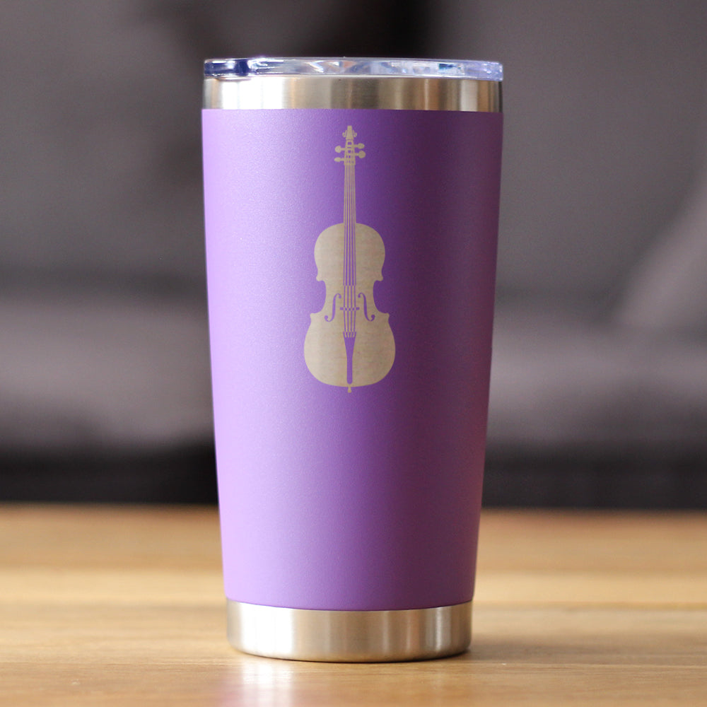 Cello - Insulated Coffee Tumbler Cup with Sliding Lid - Stainless Steel Insulated Mug - Orchestra Gifts for Cellists