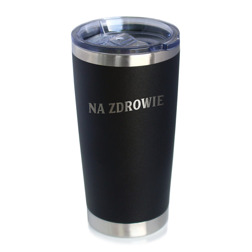 Na Zdrowie - Polish Cheers - Insulated Coffee Tumbler Cup with Sliding Lid - Stainless Steel Insulated Mug - Cute Poland Themed Gifts or Party Decor for Women and Men