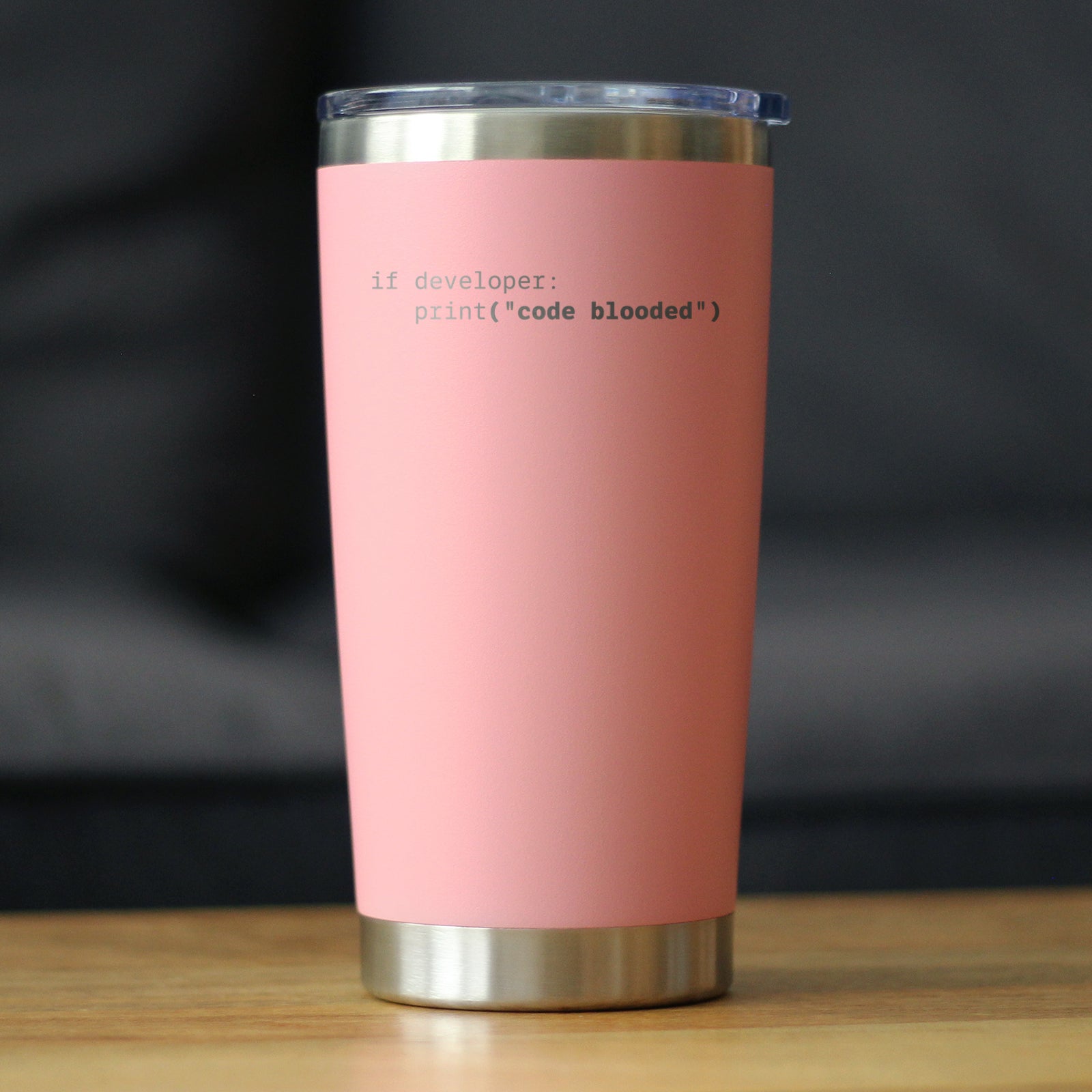 Code Blooded Insulated Coffee Tumbler with Sliding Lid Funny Tech Gifts for Programmer, Coder & Computer Geeks 20oz Stainless Steel Tumbler