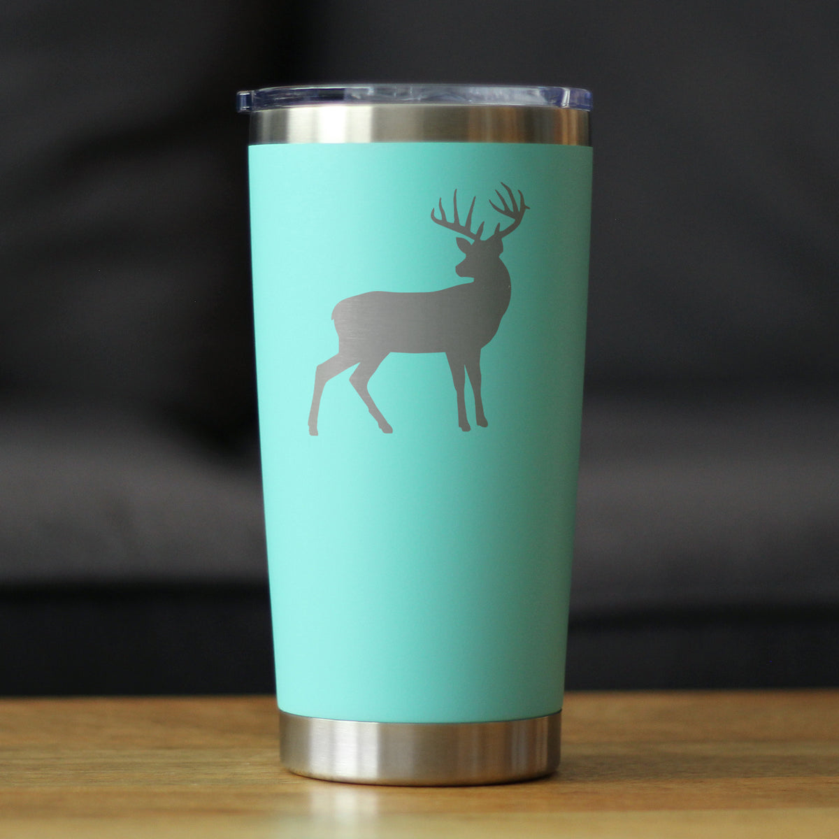 Deer Silhouette - Insulated Coffee Tumbler Cup with Sliding Lid - Stainless Steel Travel Mug - Rustic Outdoors Gifts and Decor for Women and Men