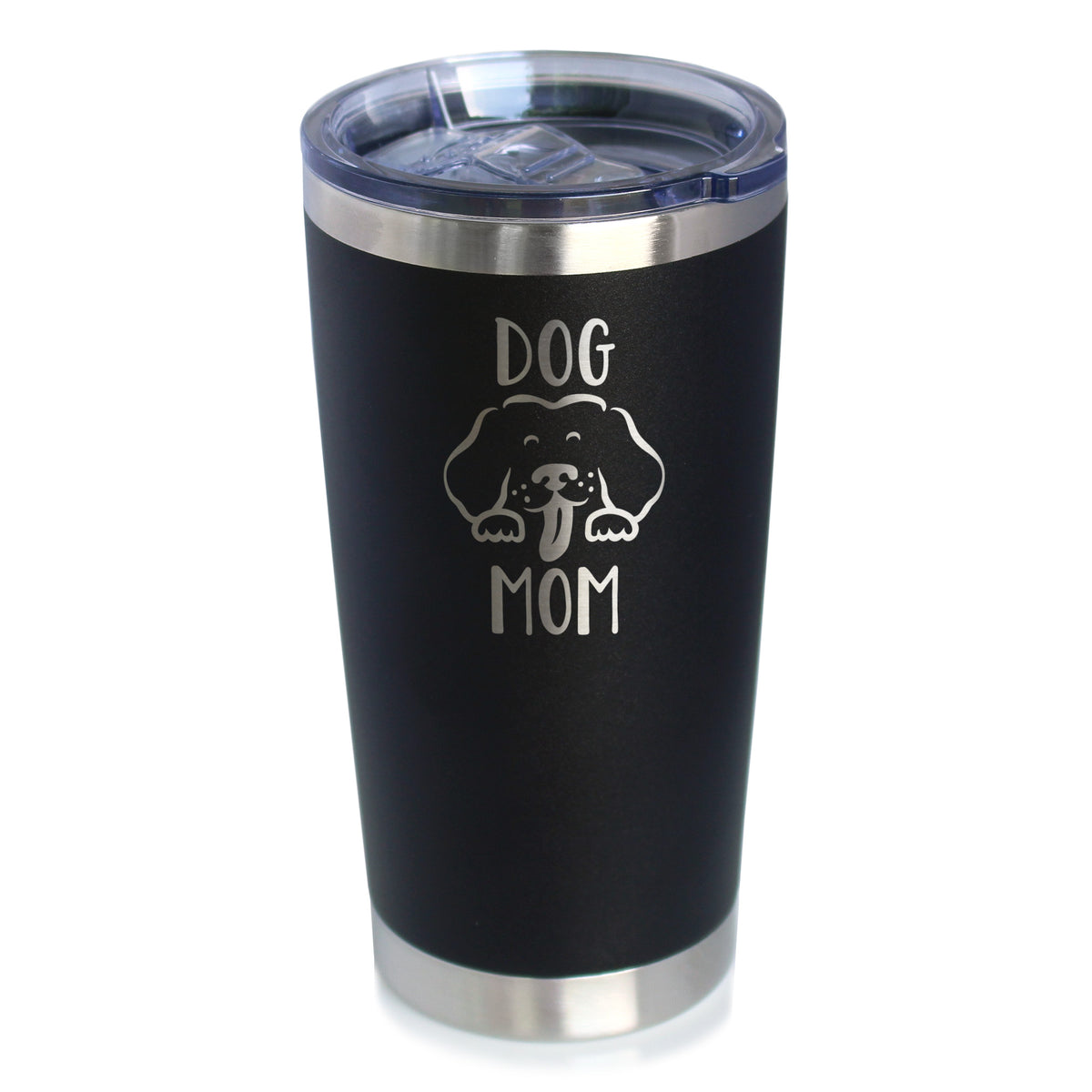 Dog Mom - Insulated Coffee Tumbler Cup with Sliding Lid - Stainless Steel Insulated Mug - Cute Dog Lover Gifts for Women