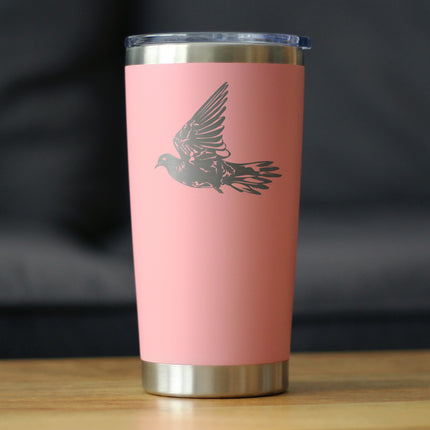 Dove Insulated Coffee Tumbler with Sliding Lid Birds Decor, Accessories and Bird Themed Gifts for Bird Lovers 20oz Stainless Steel Tumbler
