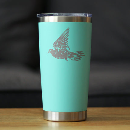 Dove Insulated Coffee Tumbler with Sliding Lid Birds Decor, Accessories and Bird Themed Gifts for Bird Lovers 20oz Stainless Steel Tumbler
