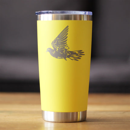 Dove Insulated Coffee Tumbler with Sliding Lid Birds Decor, Accessories and Bird Themed Gifts for Bird Lovers 20oz Stainless Steel Tumbler