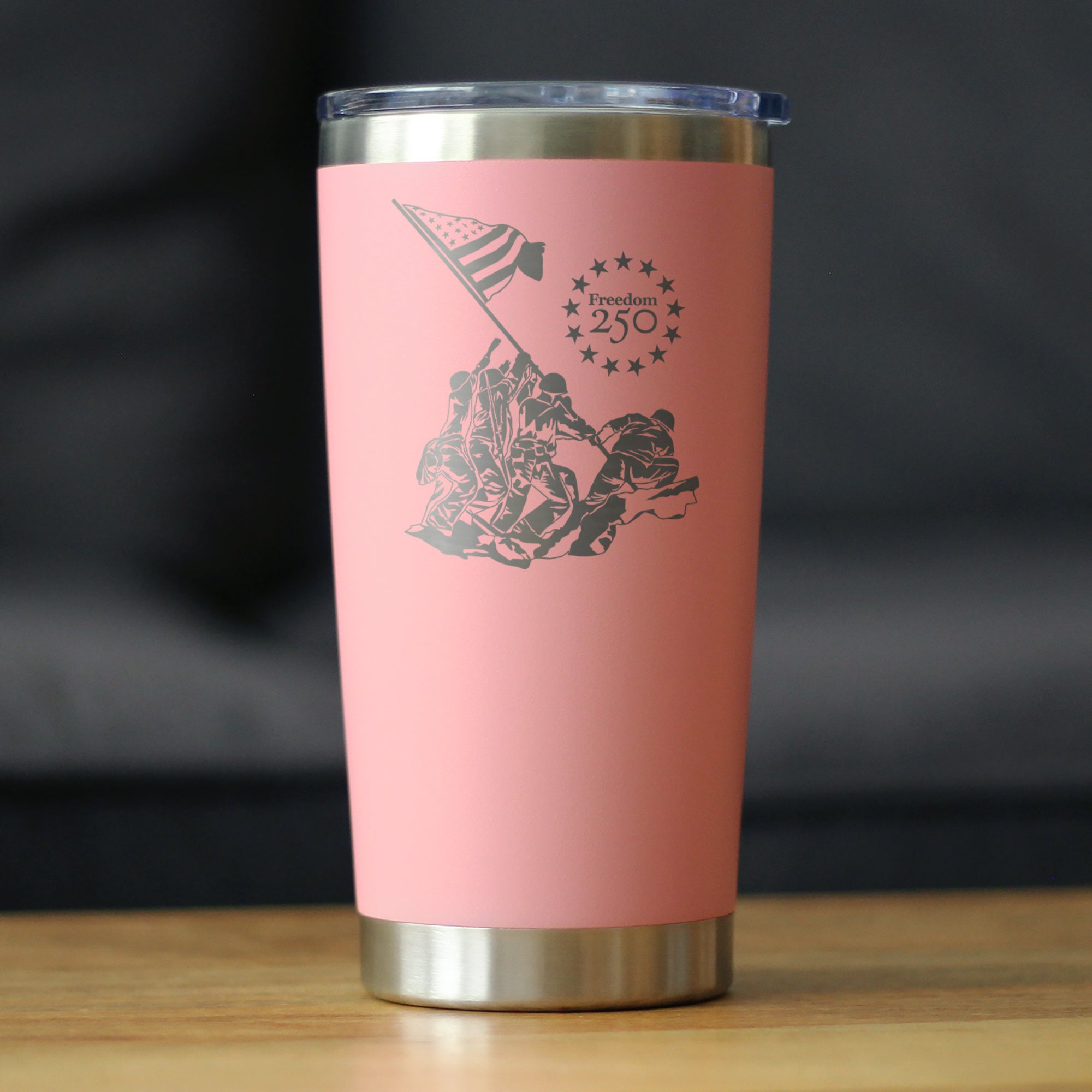 Freedom 250 Raising the Flag on Iwo Jima Insulated Coffee Tumbler - 20oz Stainless Steel Tumbler Official USA 250th Anniversary Merch
