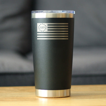 Freedom 250 Flag Logo Insulated Coffee Tumbler - 20oz Stainless Steel Tumbler Official USA 250th Anniversary Merch