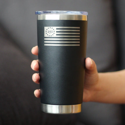Freedom 250 Flag Logo Insulated Coffee Tumbler - 20oz Stainless Steel Tumbler Official USA 250th Anniversary Merch