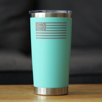 Freedom 250 Flag Logo Insulated Coffee Tumbler - 20oz Stainless Steel Tumbler Official USA 250th Anniversary Merch