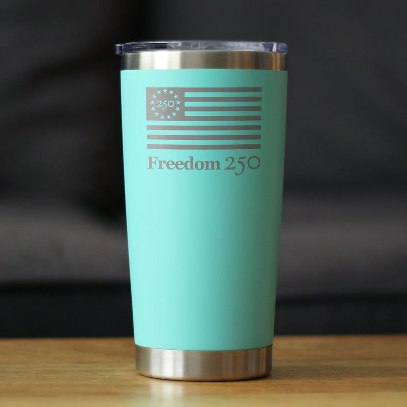 Freedom 250 Logo Insulated Coffee Tumbler - 20oz Stainless Steel Tumbler Official USA 250th Anniversary Merch