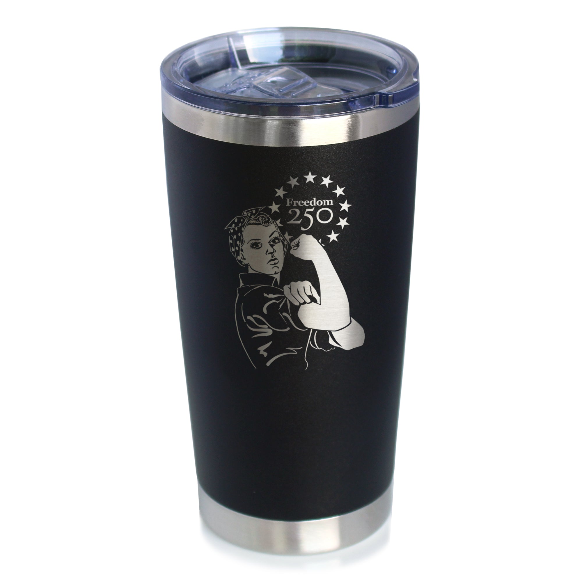 Freedom 250 Rosie the Riveter Insulated Coffee Tumbler- 20oz Stainless Steel Tumbler Official USA 250th Anniversary Merch