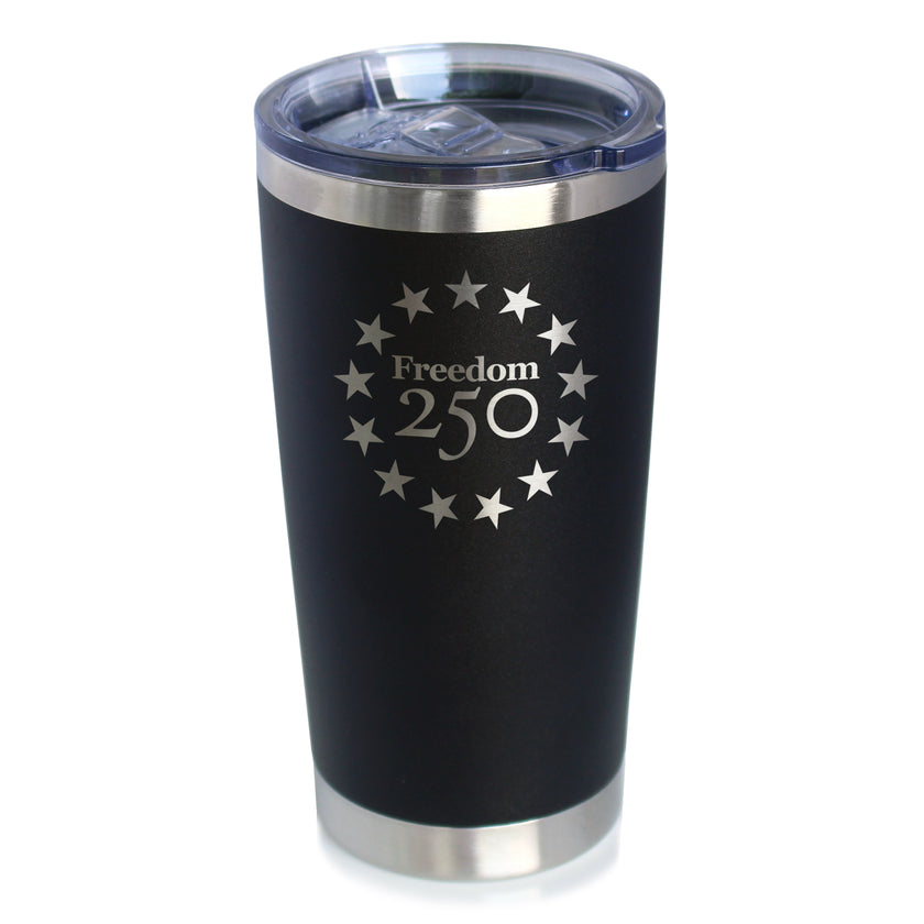 Freedom 250 Betsy Ross Logo Insulated Coffee Tumbler - 20oz Stainless Steel Tumbler Official USA 250th Anniversary Merch