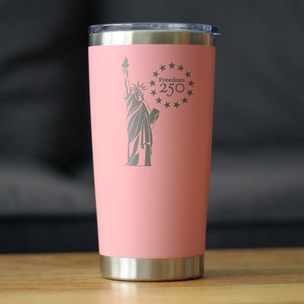 Freedom 250 Statue of Liberty Insulated Coffee Tumbler - 20oz Stainless Steel Tumbler Official USA 250th Anniversary Merch