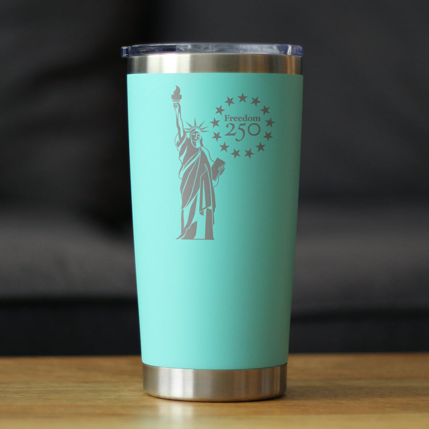 Freedom 250 Statue of Liberty Insulated Coffee Tumbler - 20oz Stainless Steel Tumbler Official USA 250th Anniversary Merch