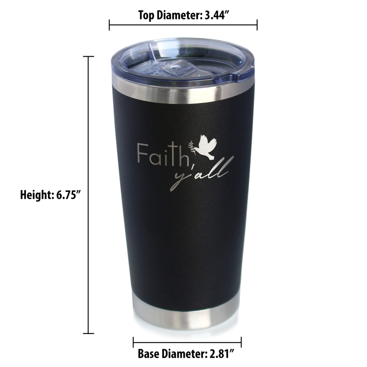 Faith Y&#39;all Insulated Coffee Tumbler with Sliding Lid Christianity Gifts for Christians 20oz Stainless Steel Tumbler