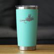 Fishing Fly - Insulated Coffee Tumbler Cup with Sliding Lid - Stainless Steel Mug - Unique Flyfishing Gifts for Fishermen
