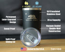 Flag of California - Insulated Coffee Tumbler Cup with Sliding Lid - Stainless Steel Travel Mug - California Gifts for Women and Men Californians