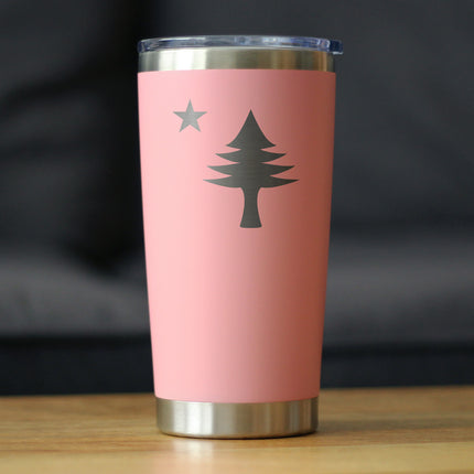 Flag of Maine - Insulated Coffee Tumbler Cup with Sliding Lid - Stainless Steel Travel Mug - Maine Gift for Women and Men Mainers