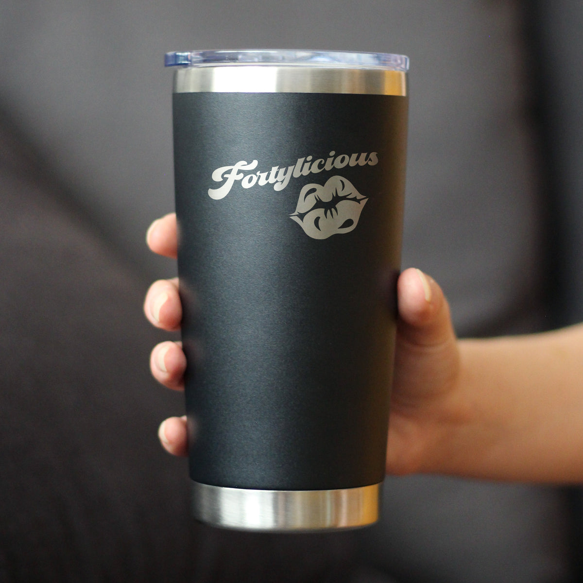 Fortylicious - Insulated Coffee Tumbler Cup with Sliding Lid - Stainless Steel Insulated Mug - Funny 40th Birthday Gifts for Women Turning 40