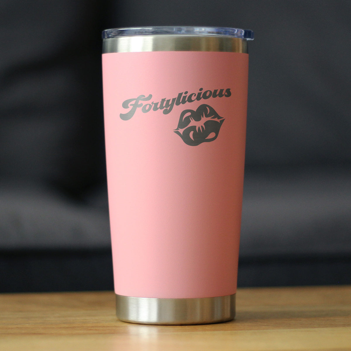 Fortylicious - Insulated Coffee Tumbler Cup with Sliding Lid - Stainless Steel Insulated Mug - Funny 40th Birthday Gifts for Women Turning 40