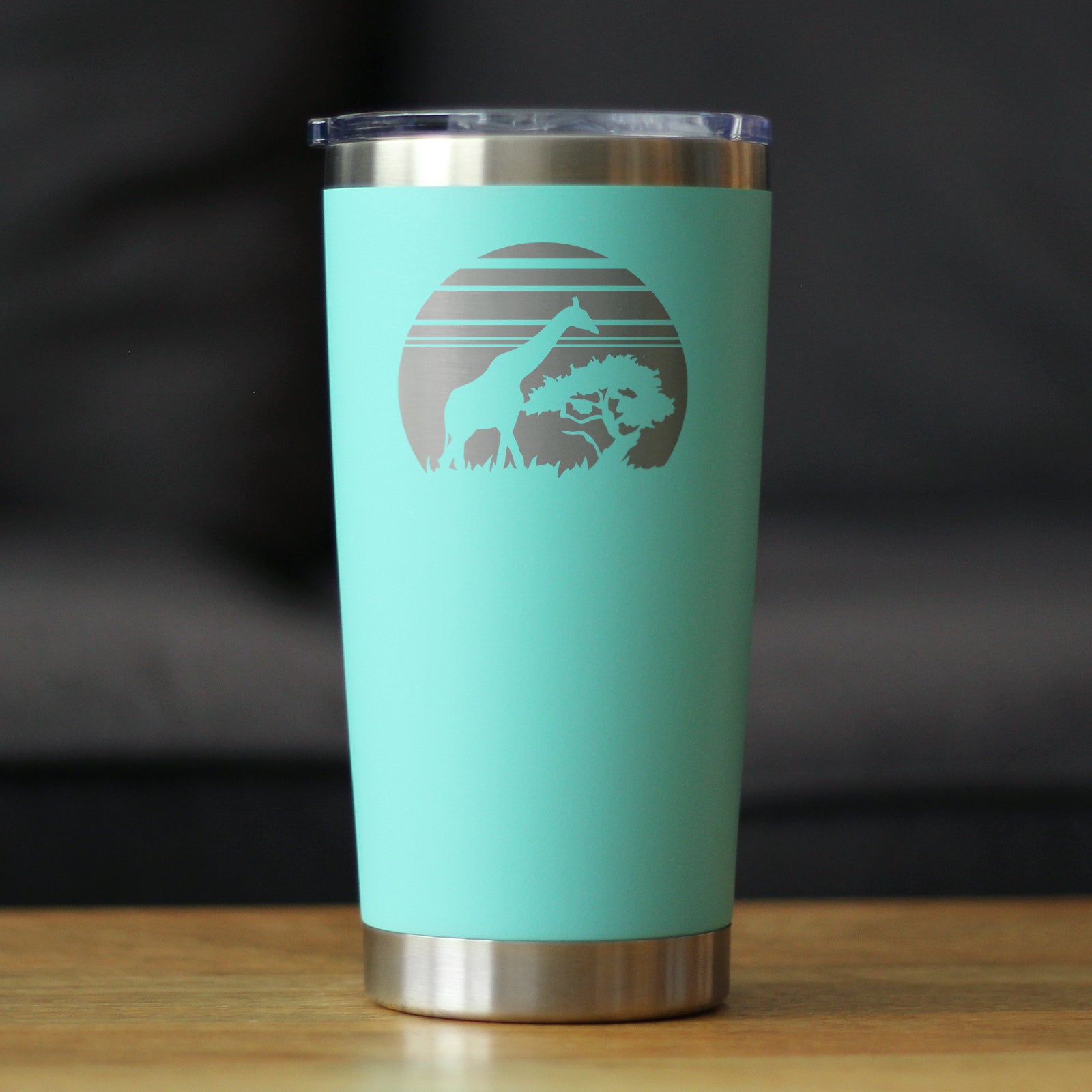 Giraffe Sunset - Insulated Coffee Tumbler Cup with Sliding Lid - Stainless Steel Travel Mug - Unique Safari Gifts for Women and Men