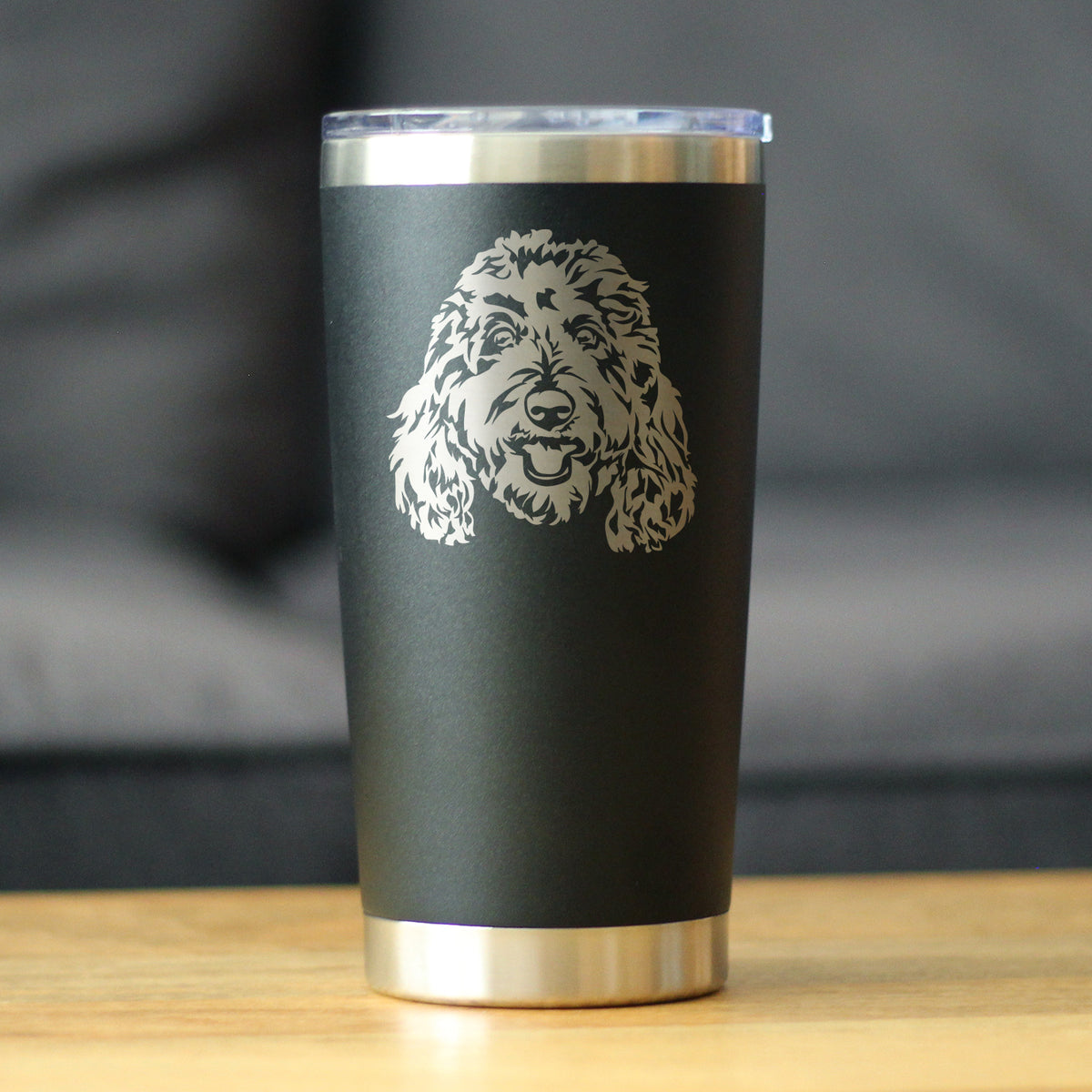 Golden Doodle Face - Insulated Coffee Tumbler Cup with Sliding Lid - Stainless Steel Insulated Mug - Goldendoodle Gifts for Women &amp; Men