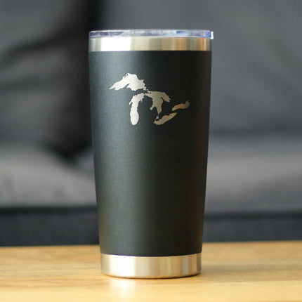 Great Lakes Maps - Insulated Coffee Tumbler Cup with Sliding Lid - Stainless Steel Insulated Mug - Cute Outdoor Camping Mug