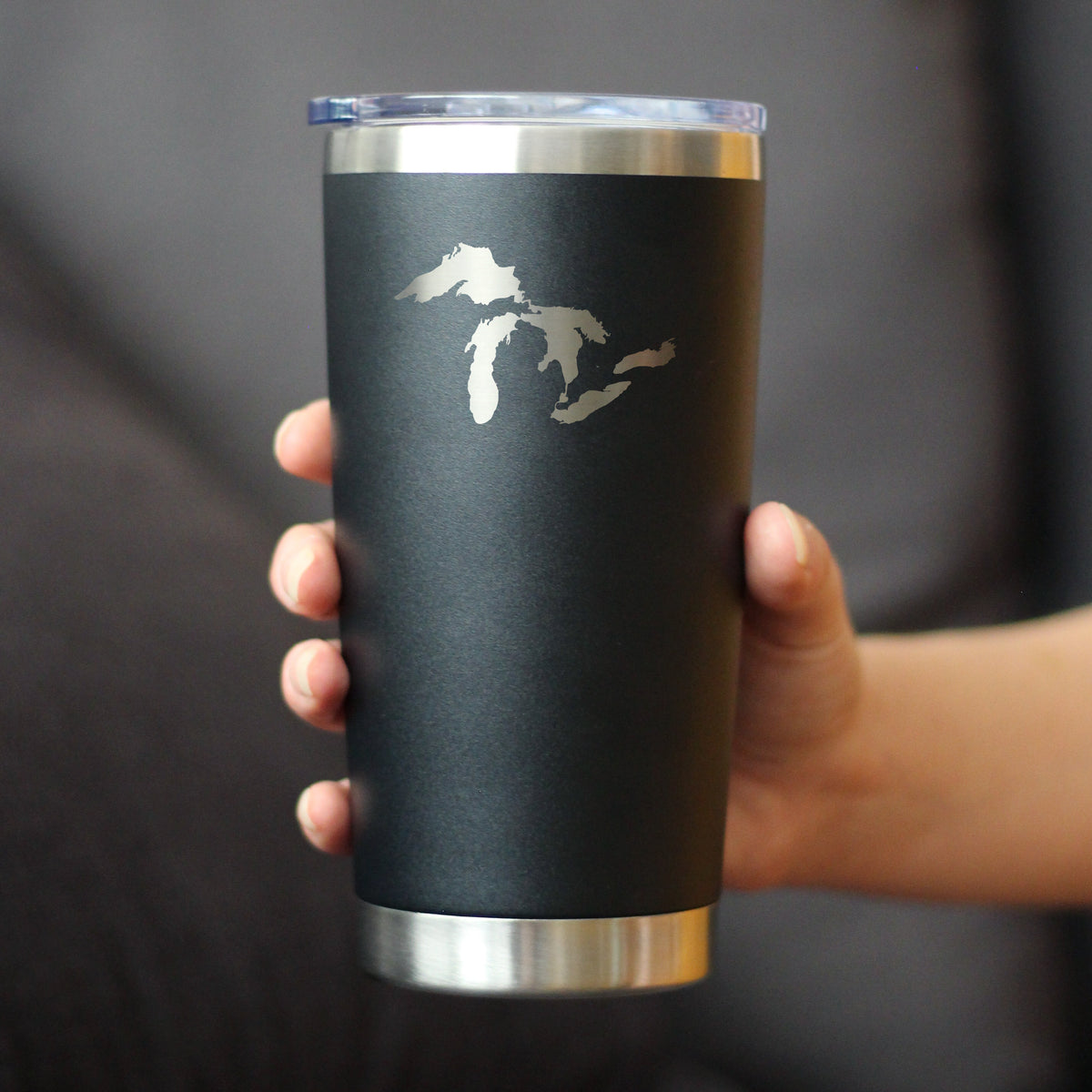 Great Lakes Maps - Insulated Coffee Tumbler Cup with Sliding Lid - Stainless Steel Insulated Mug - Cute Outdoor Camping Mug