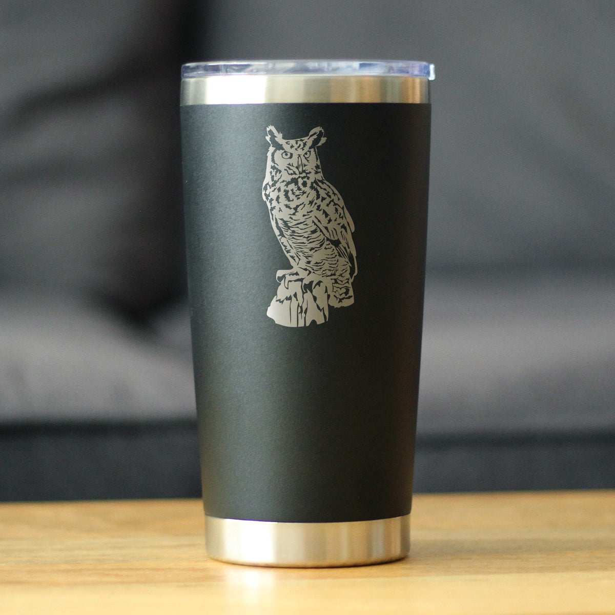 Great Horned Owl Insulated Coffee Tumbler with Sliding Lid Owl Decor and Bird Lover Gifts 20oz Stainless Steel Tumbler