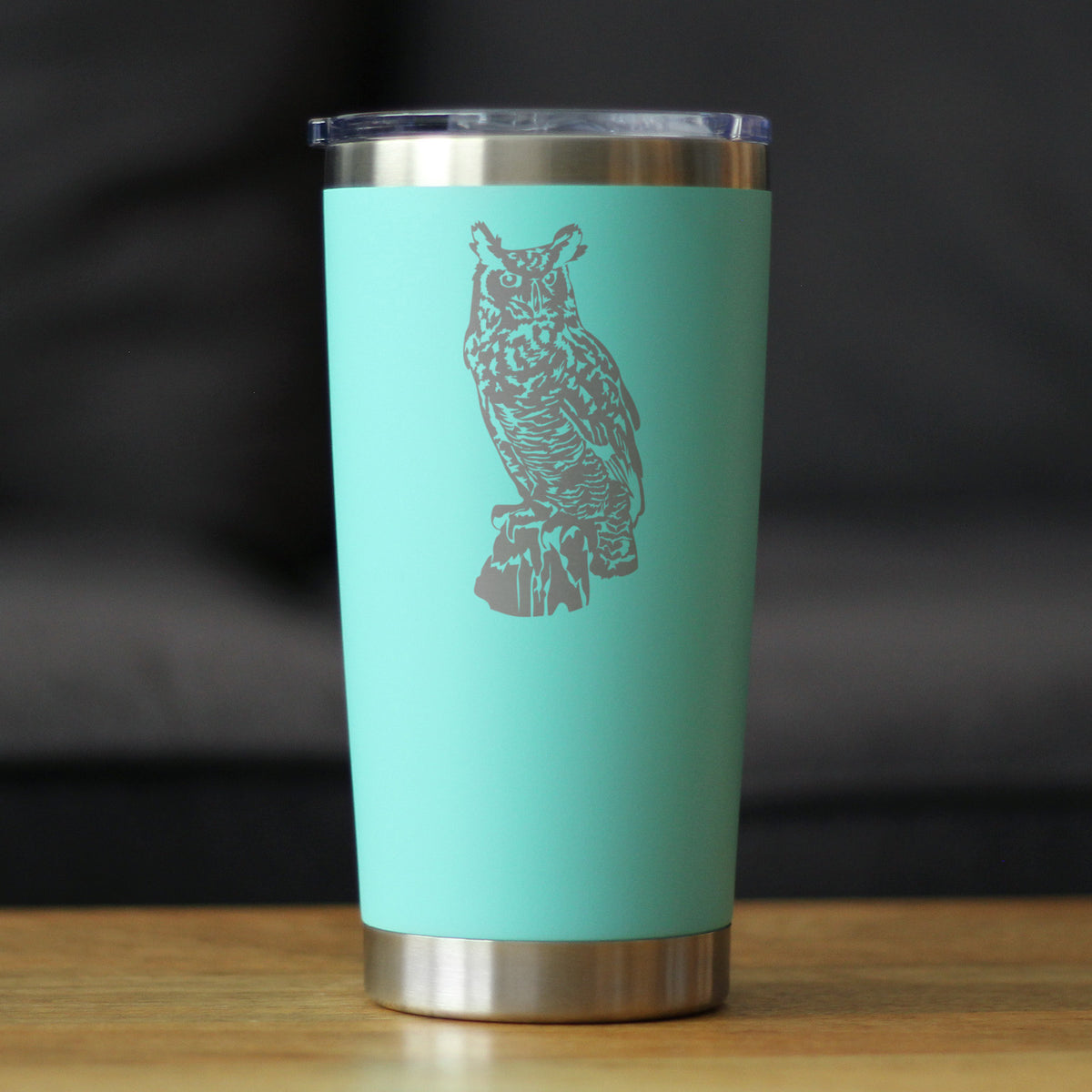 Great Horned Owl Insulated Coffee Tumbler with Sliding Lid Owl Decor and Bird Lover Gifts 20oz Stainless Steel Tumbler
