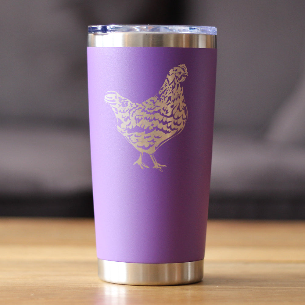 Hen - Insulated Coffee Tumbler Cup with Sliding Lid - Stainless Steel Travel Mug - Chicken Gifts for Women and Men