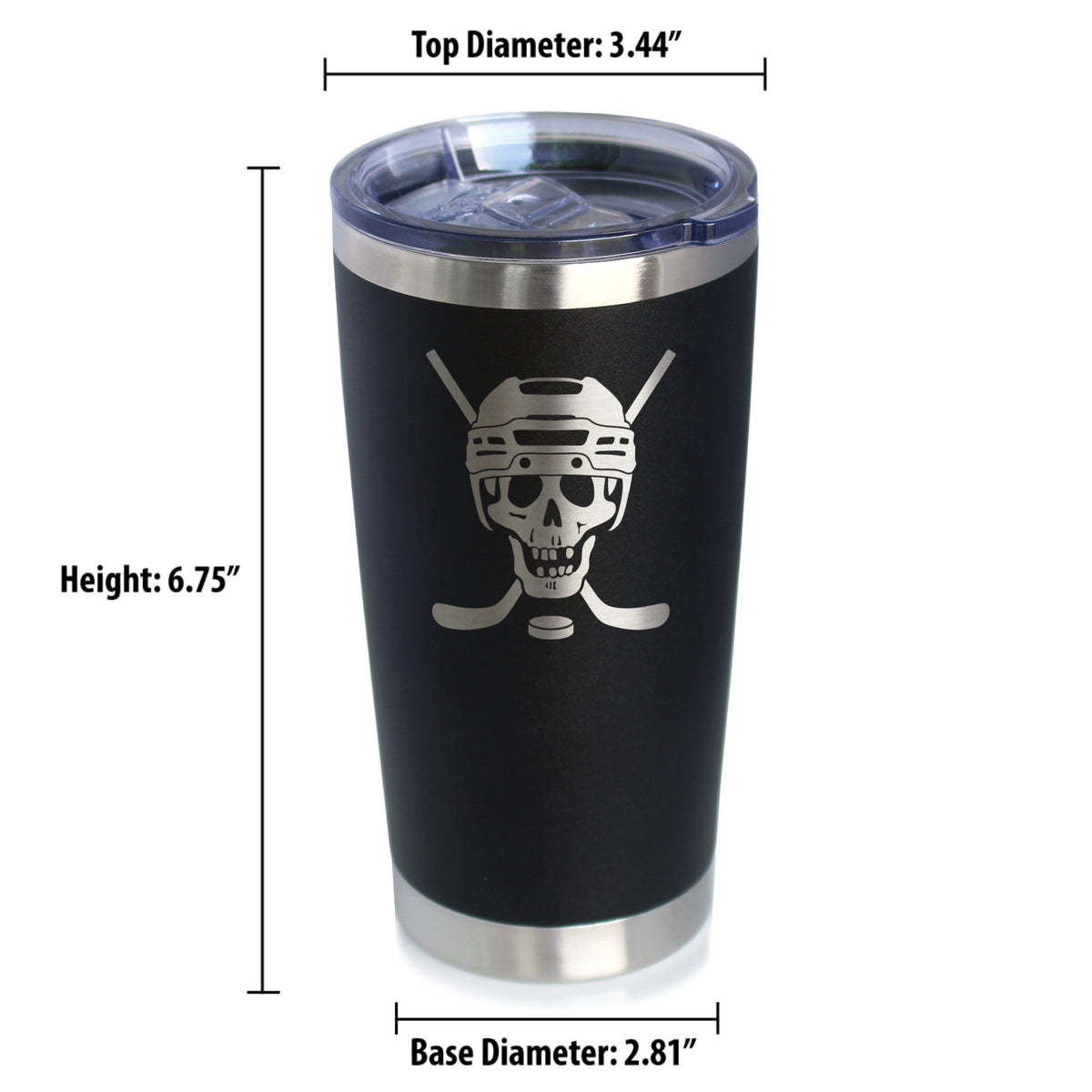 Hockey Skull Insulated Coffee Tumbler with Sliding Lid Hockey Gifts for Coach or Players 20oz Stainless Steel Tumbler