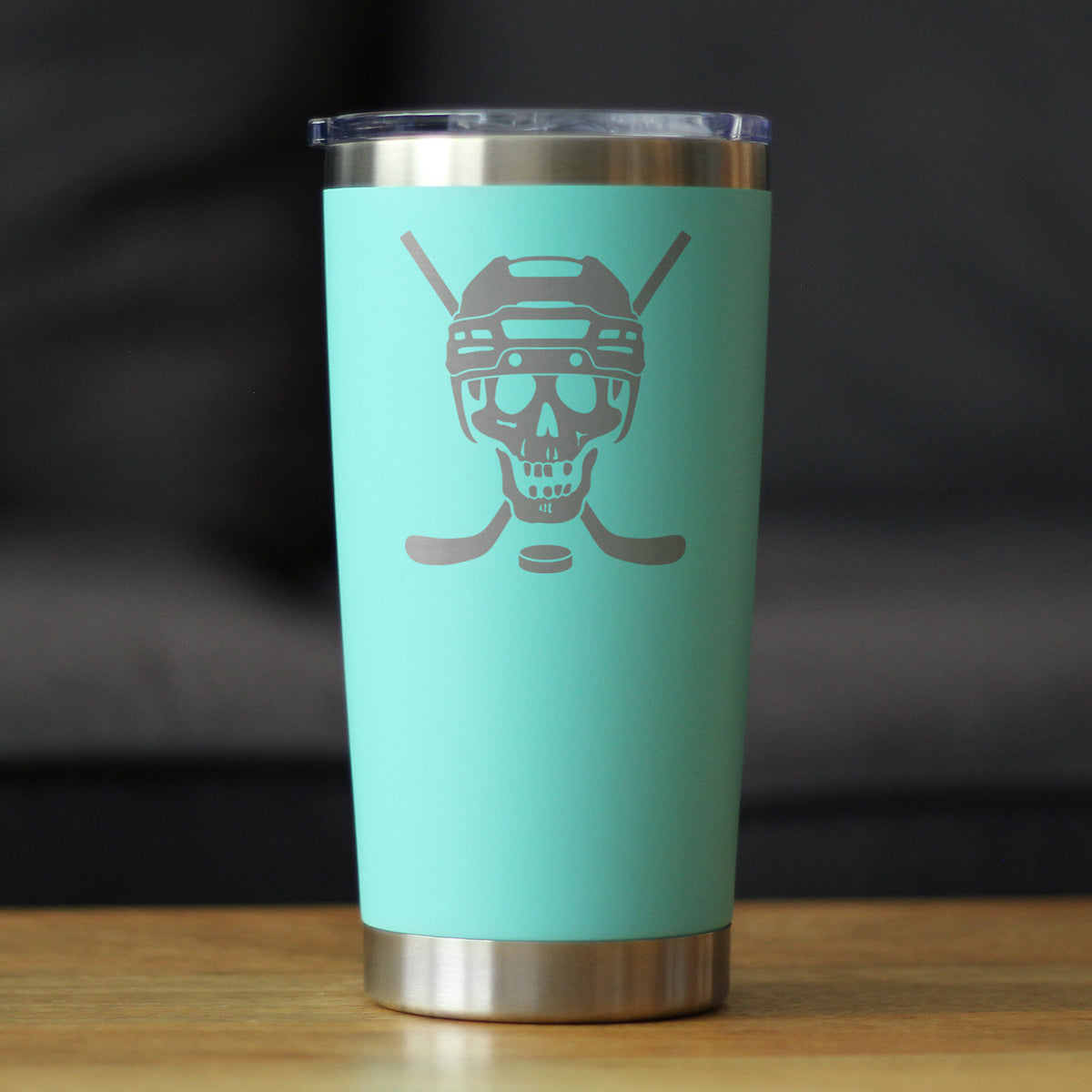 Hockey Skull Insulated Coffee Tumbler with Sliding Lid Hockey Gifts for Coach or Players 20oz Stainless Steel Tumbler