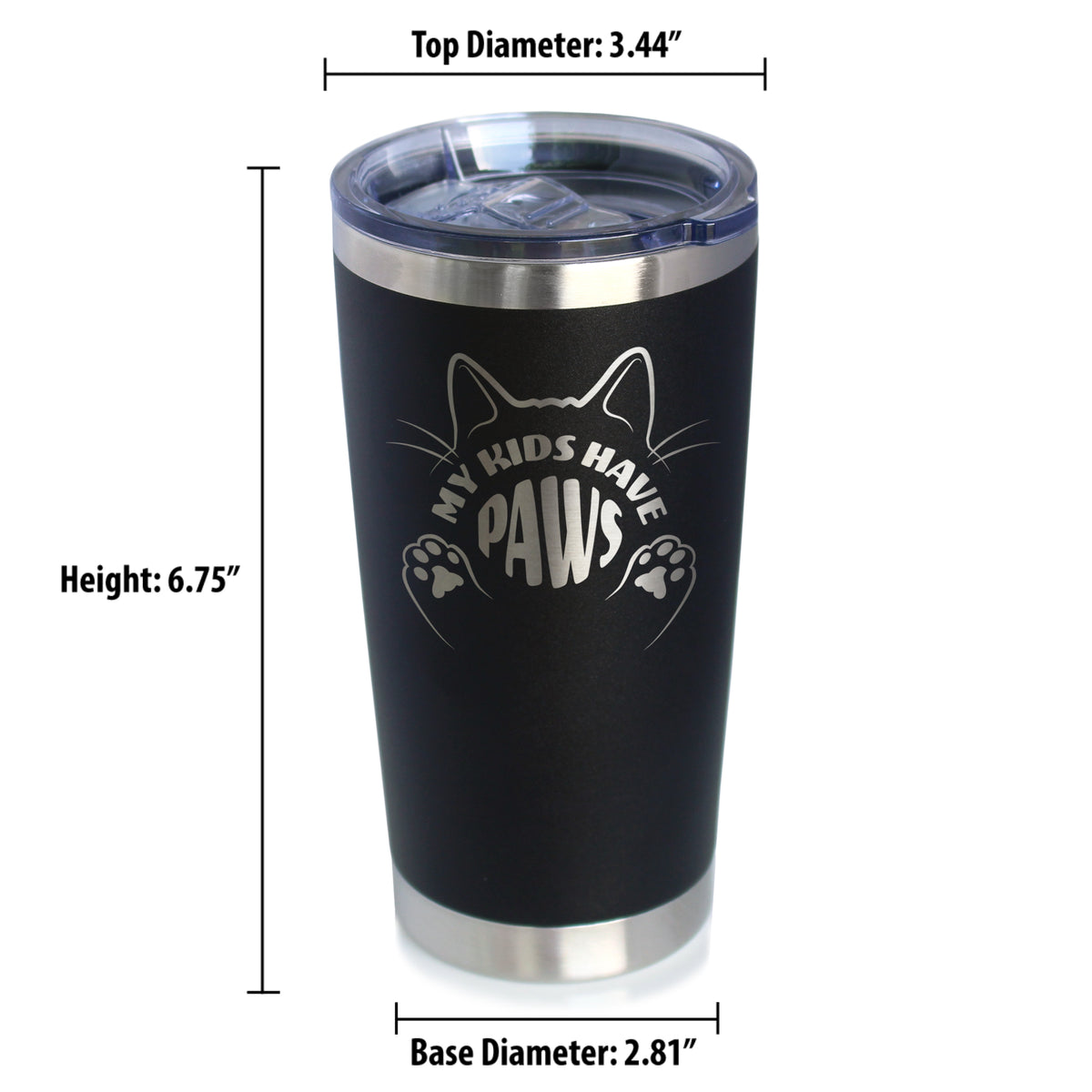 Kids Have Paws Cat Insulated Coffee Tumbler with Sliding Lid Gifts for Cat People 20oz Stainless Steel Tumbler