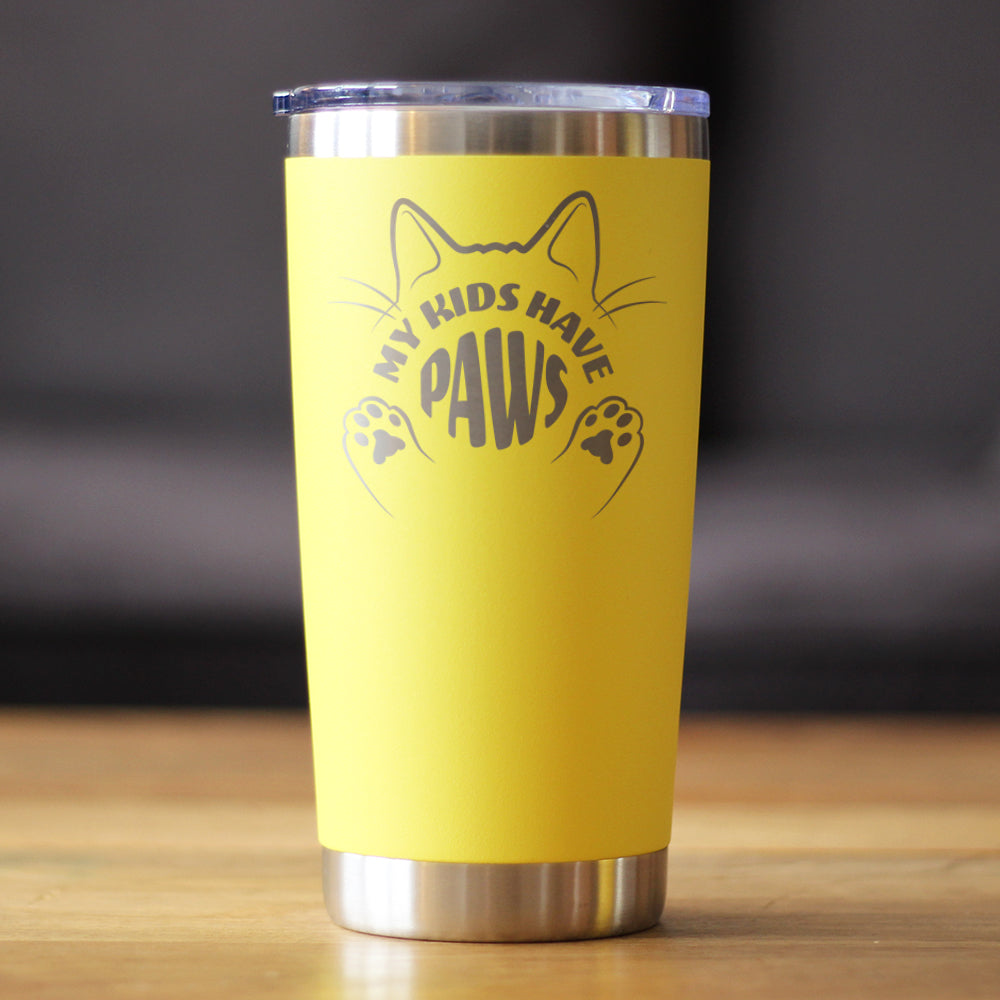 Kids Have Paws Cat Insulated Coffee Tumbler with Sliding Lid Gifts for Cat People 20oz Stainless Steel Tumbler