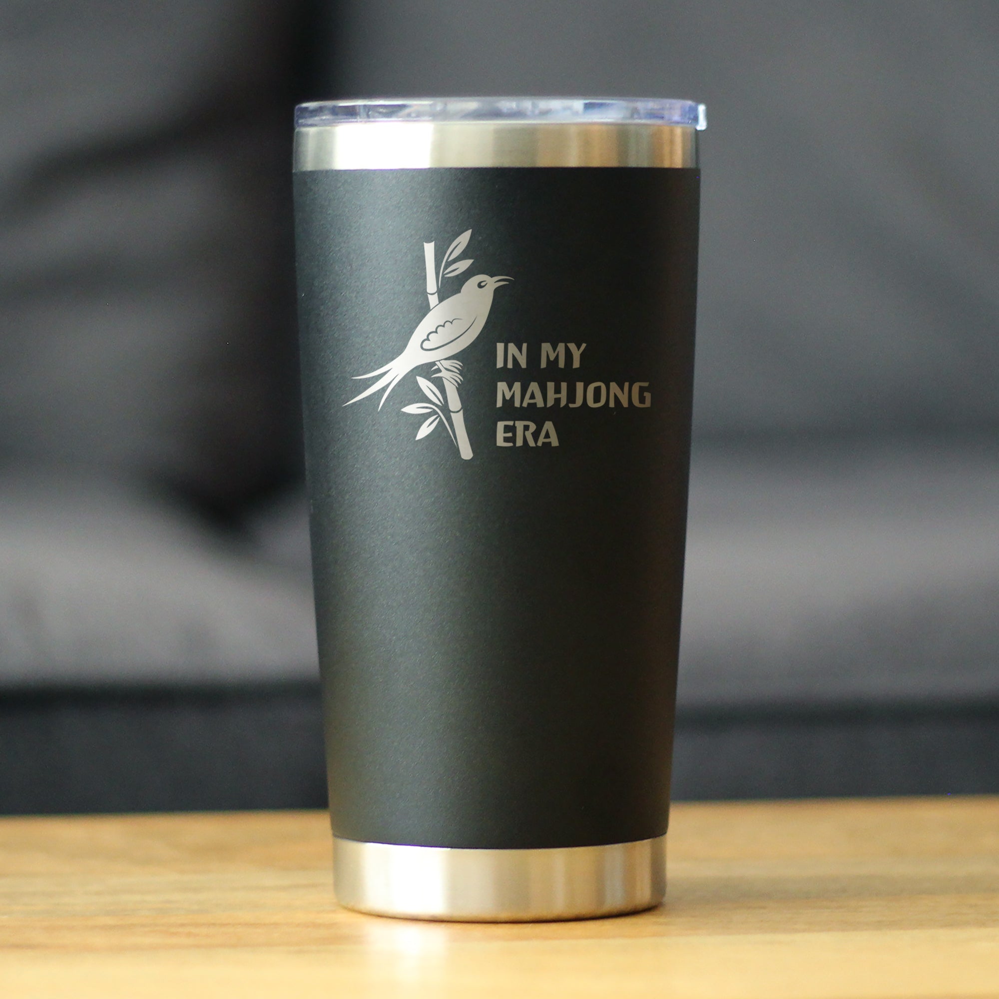 Mahjong Era - Insulated Coffee Tumbler with Sliding Lid Themed Gifts for Mahjongers 20oz Stainless Steel Tumbler