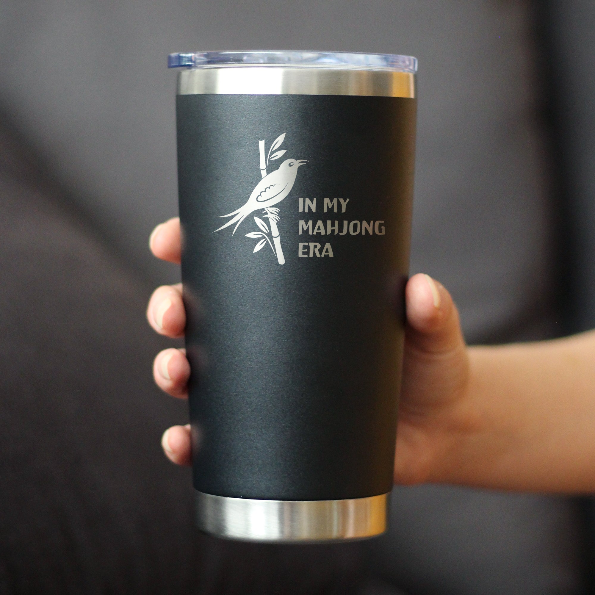 Mahjong Era - Insulated Coffee Tumbler with Sliding Lid Themed Gifts for Mahjongers 20oz Stainless Steel Tumbler