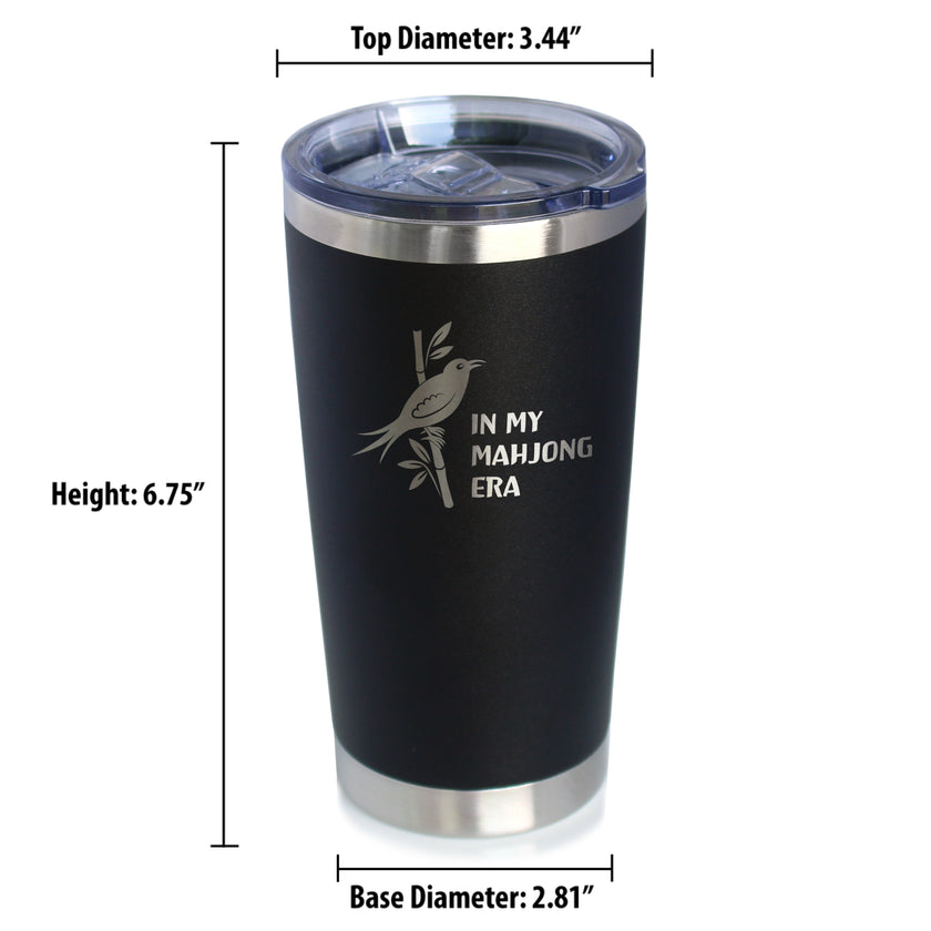 Mahjong Era - Insulated Coffee Tumbler with Sliding Lid Themed Gifts for Mahjongers 20oz Stainless Steel Tumbler