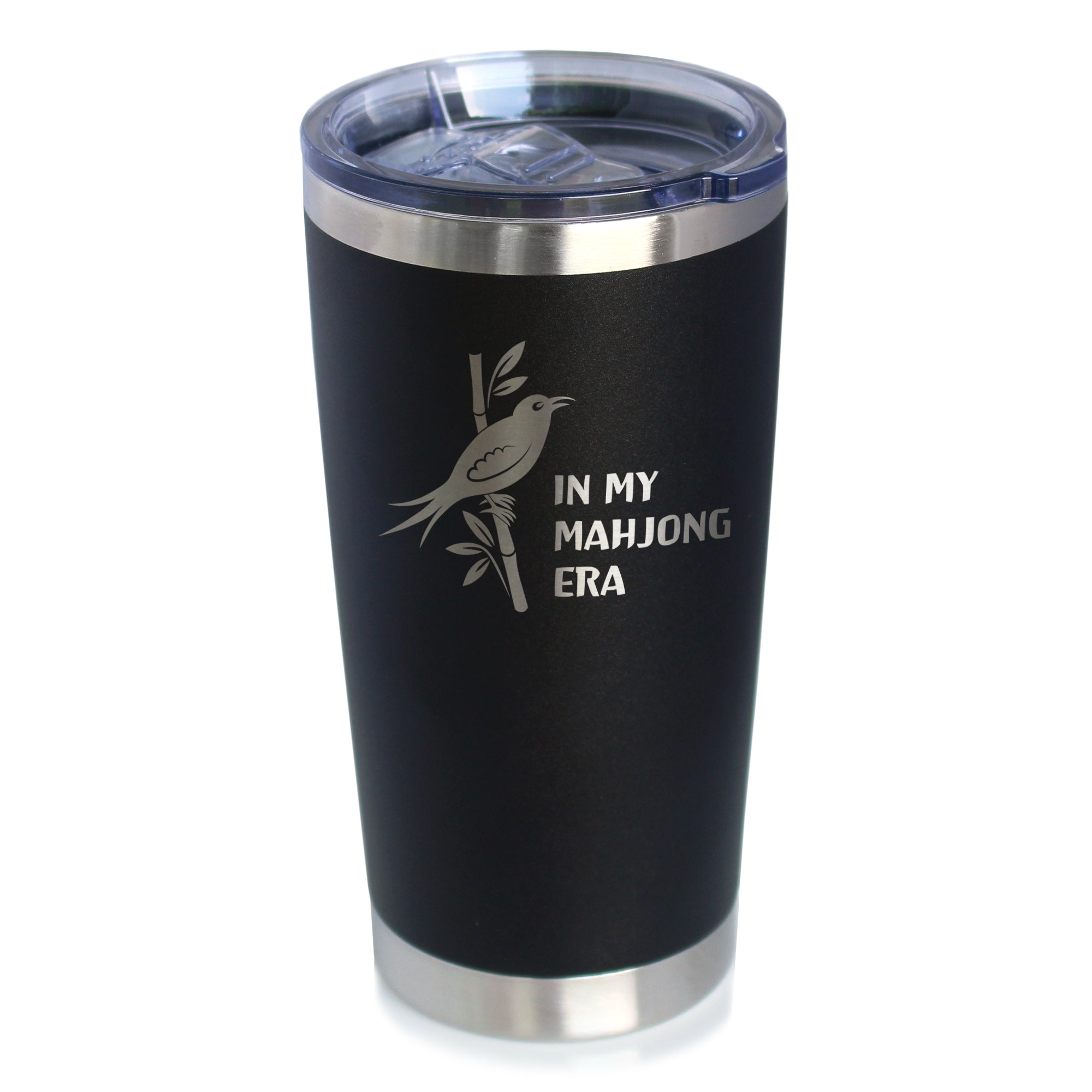 Mahjong Era - Insulated Coffee Tumbler with Sliding Lid Themed Gifts for Mahjongers 20oz Stainless Steel Tumbler
