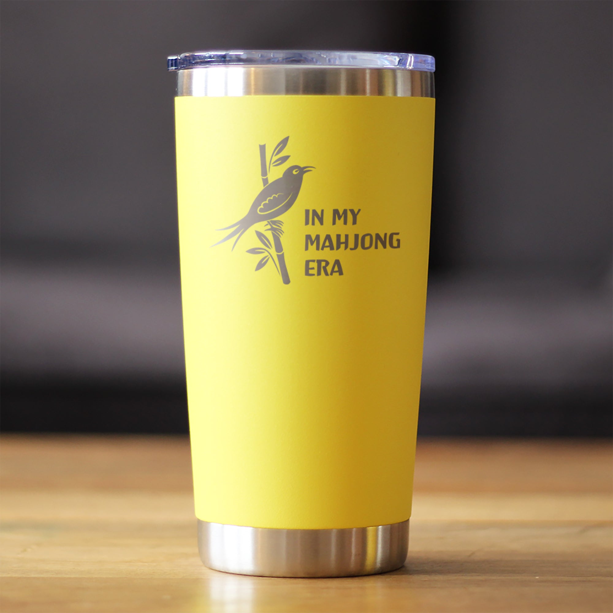 Mahjong Era - Insulated Coffee Tumbler with Sliding Lid Themed Gifts for Mahjongers 20oz Stainless Steel Tumbler