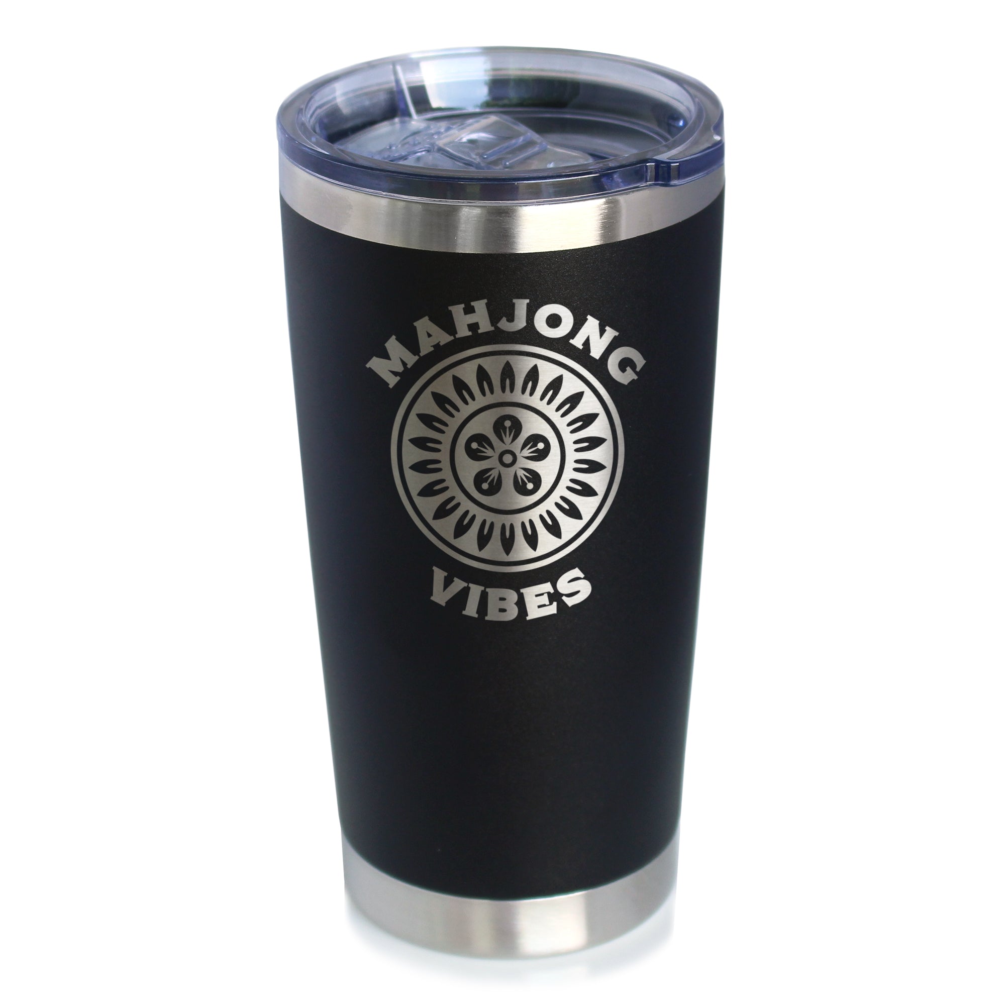 Mahjong Vibes - Insulated Coffee Tumbler with Sliding Lid Themed Gifts for Mahjongers 20oz Stainless Steel Tumbler