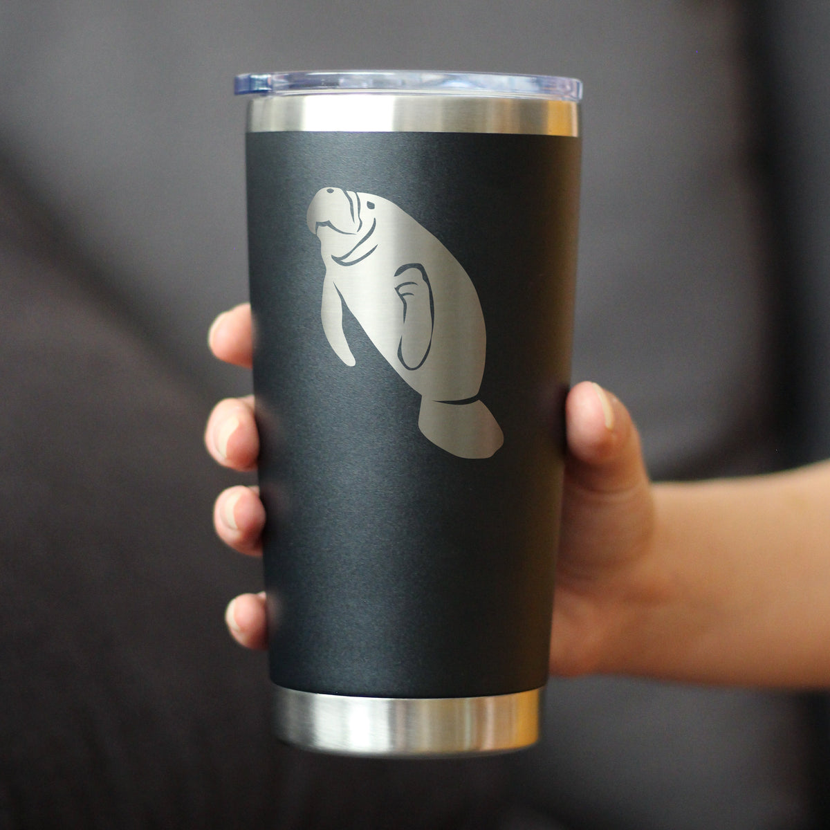 Manatee - Insulated Coffee Tumbler Cup with Sliding Lid - Stainless Steel Travel Mug - Manatee Gifts Women and Men Beach Lovers
