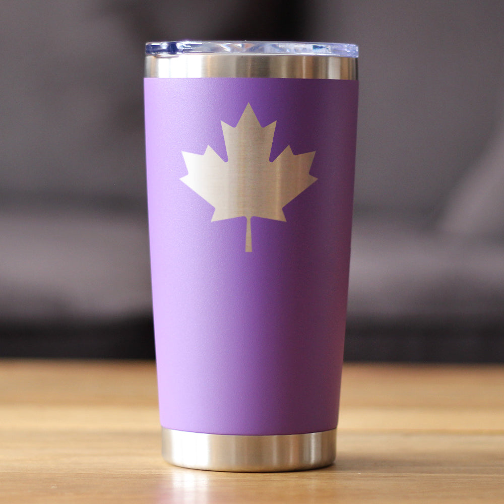 Canada Maple Leaf - Insulated Coffee Tumbler Cup with Sliding Lid - Stainless Steel Travel Mug - Canadian Flag Gifts and Decor for Women and Men