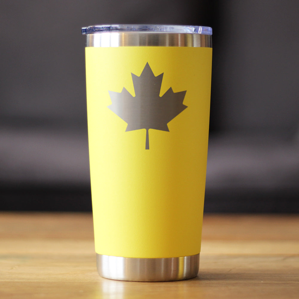 Canada Maple Leaf - Insulated Coffee Tumbler Cup with Sliding Lid - Stainless Steel Travel Mug - Canadian Flag Gifts and Decor for Women and Men